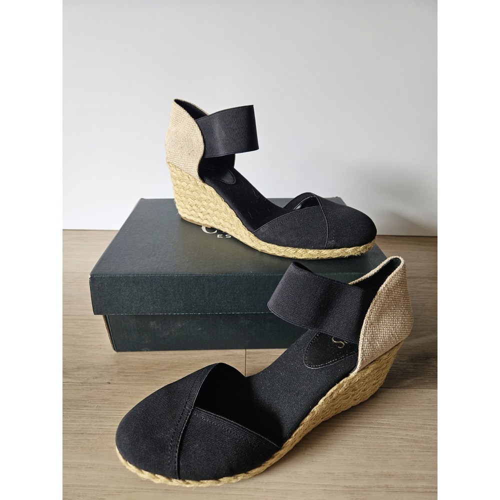 Chaps Chelsi Black Wedge Heel Summer Beach Coastal